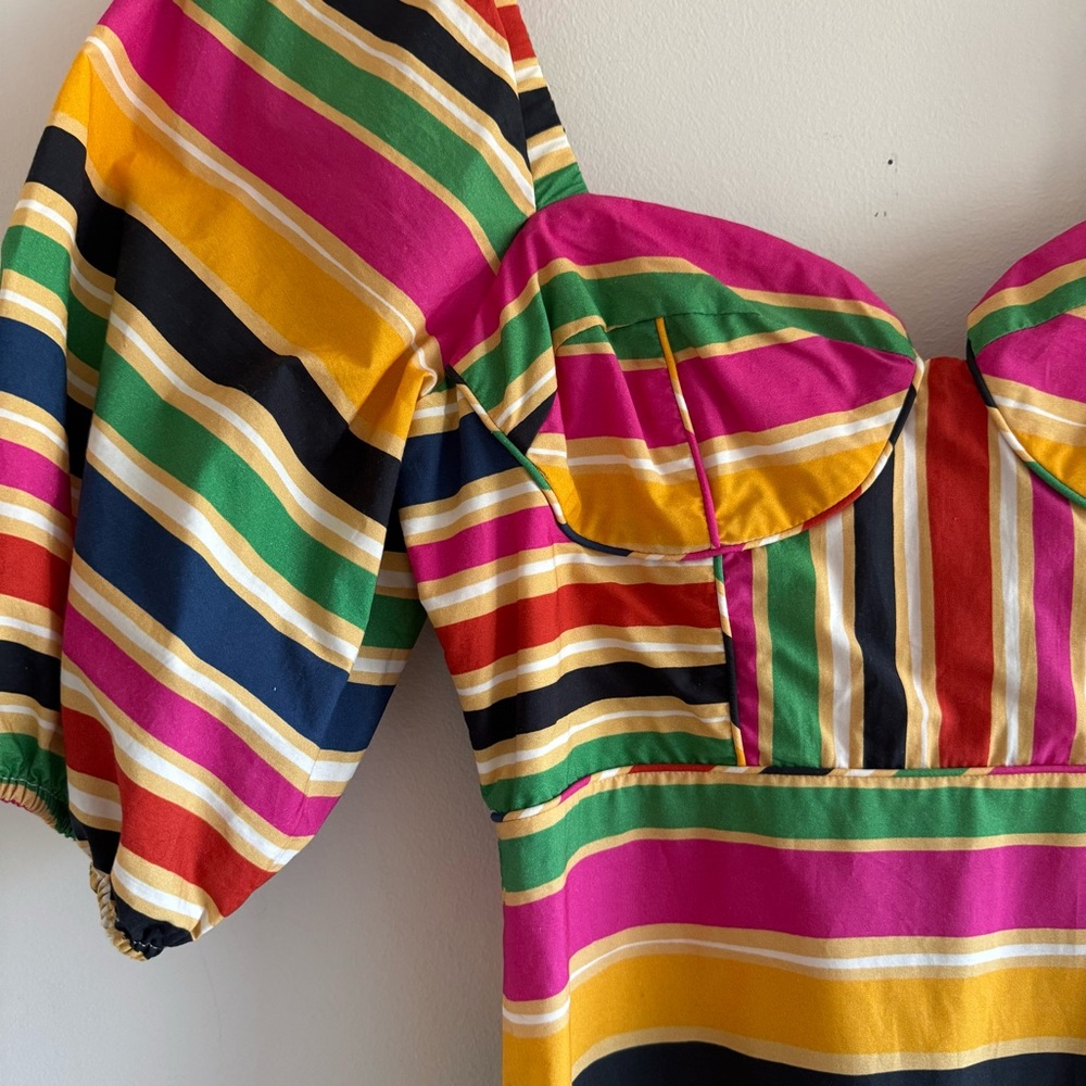 NWT Farm Rio Rainbow Stripe Midi Dress - Picture 2 of 8